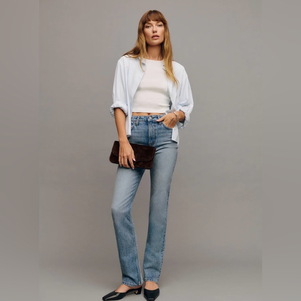 NWT Reformation Jax Stretch High Rise Straight Jeans Blue - Size 25
